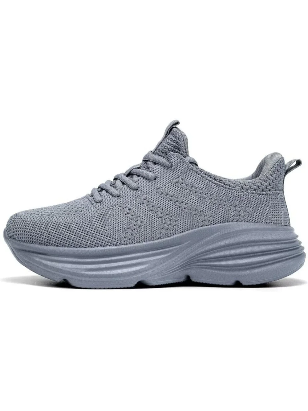 Men's Grey Non Slip Walking Shoes Lightweight Breathable Casual Running Shoes